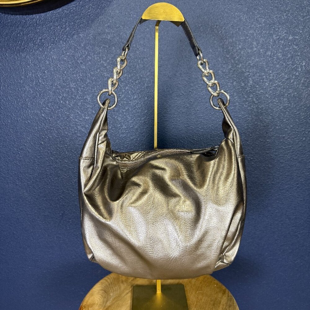 Style & Co Metallic Silver Quilted Shoulder Bag - Picture 2 of 6